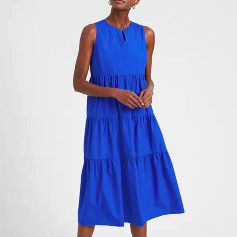NWT Banana Republic Factory Petite Organic Cotton Tiered Midi Dress